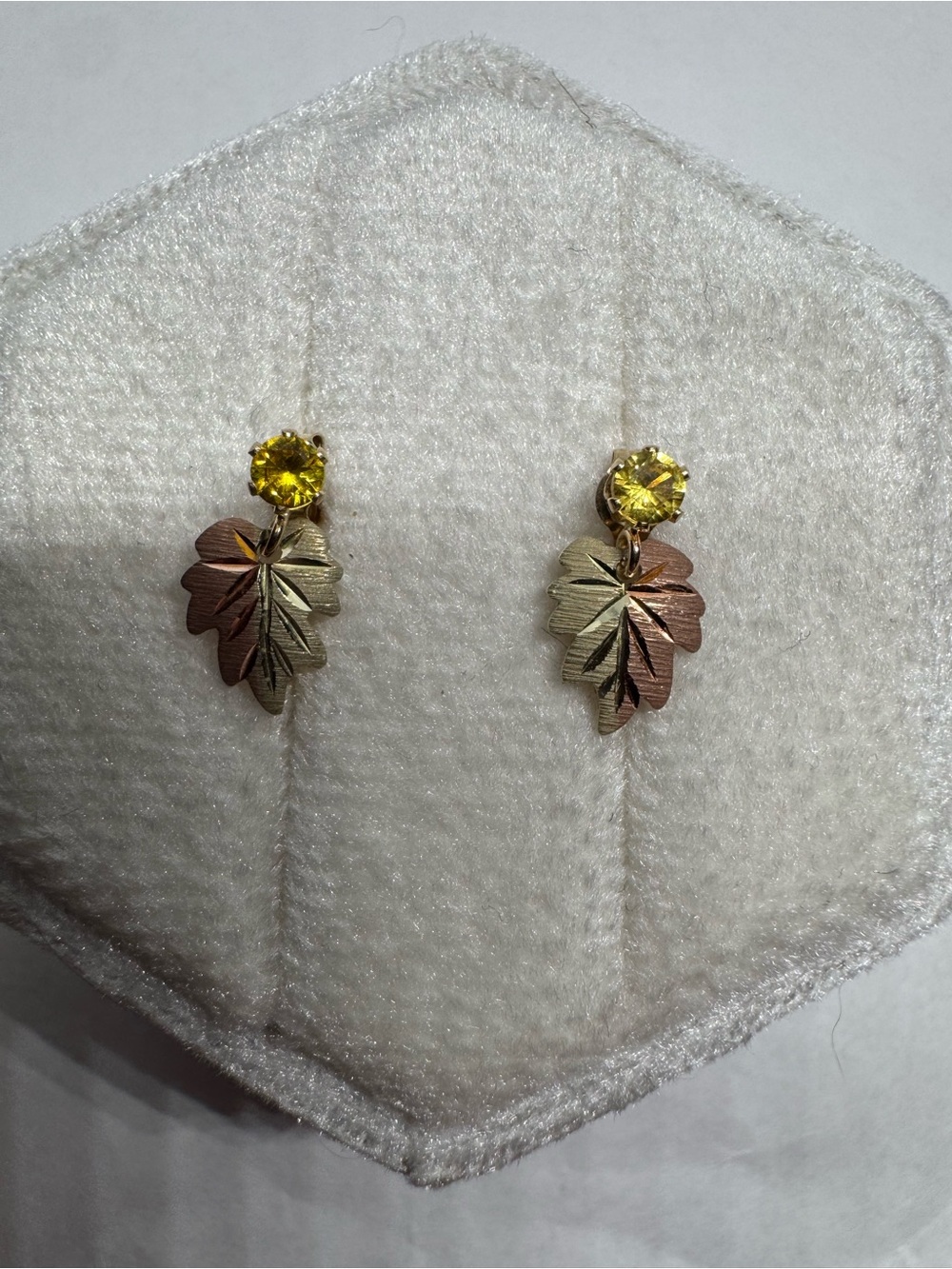 Vintage Black Hills Gold 10K Earrings 14K Gold Clasps Tri-Color